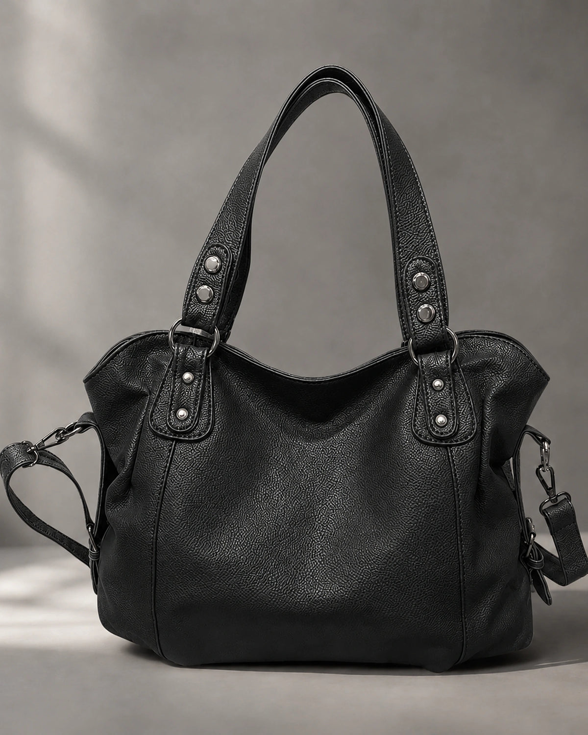 Women's Hobo Bag with Rivet Trim and Detachable Crossbody Strap, Slouchy Shoulder Bag – Sadie Rose