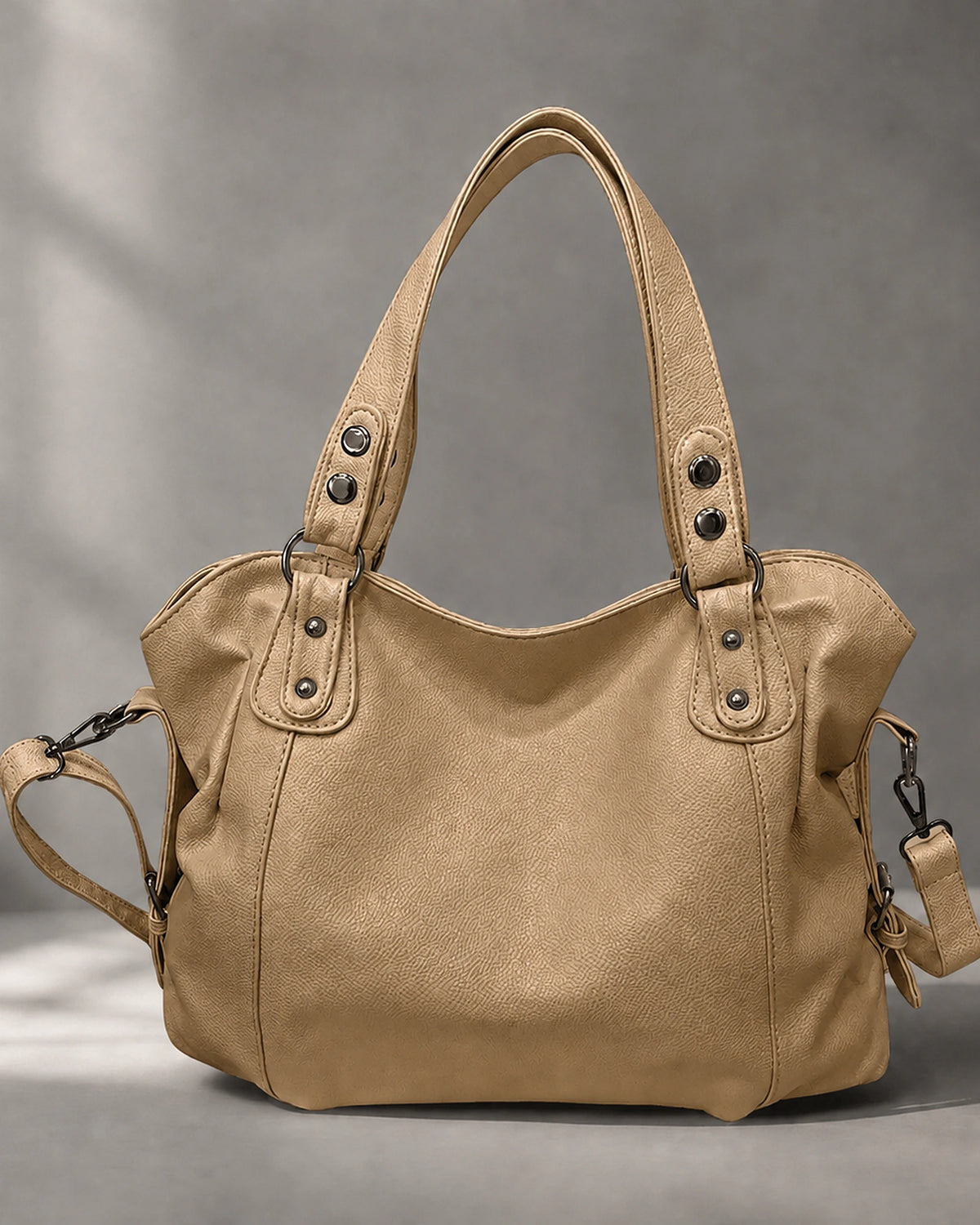 Women's Hobo Bag with Rivet Trim and Detachable Crossbody Strap, Slouchy Shoulder Bag – Sadie Rose