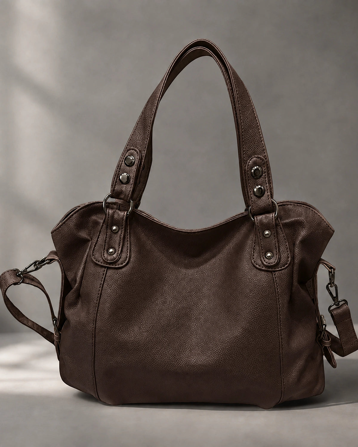 Women's Hobo Bag with Rivet Trim and Detachable Crossbody Strap, Slouchy Shoulder Bag – Sadie Rose