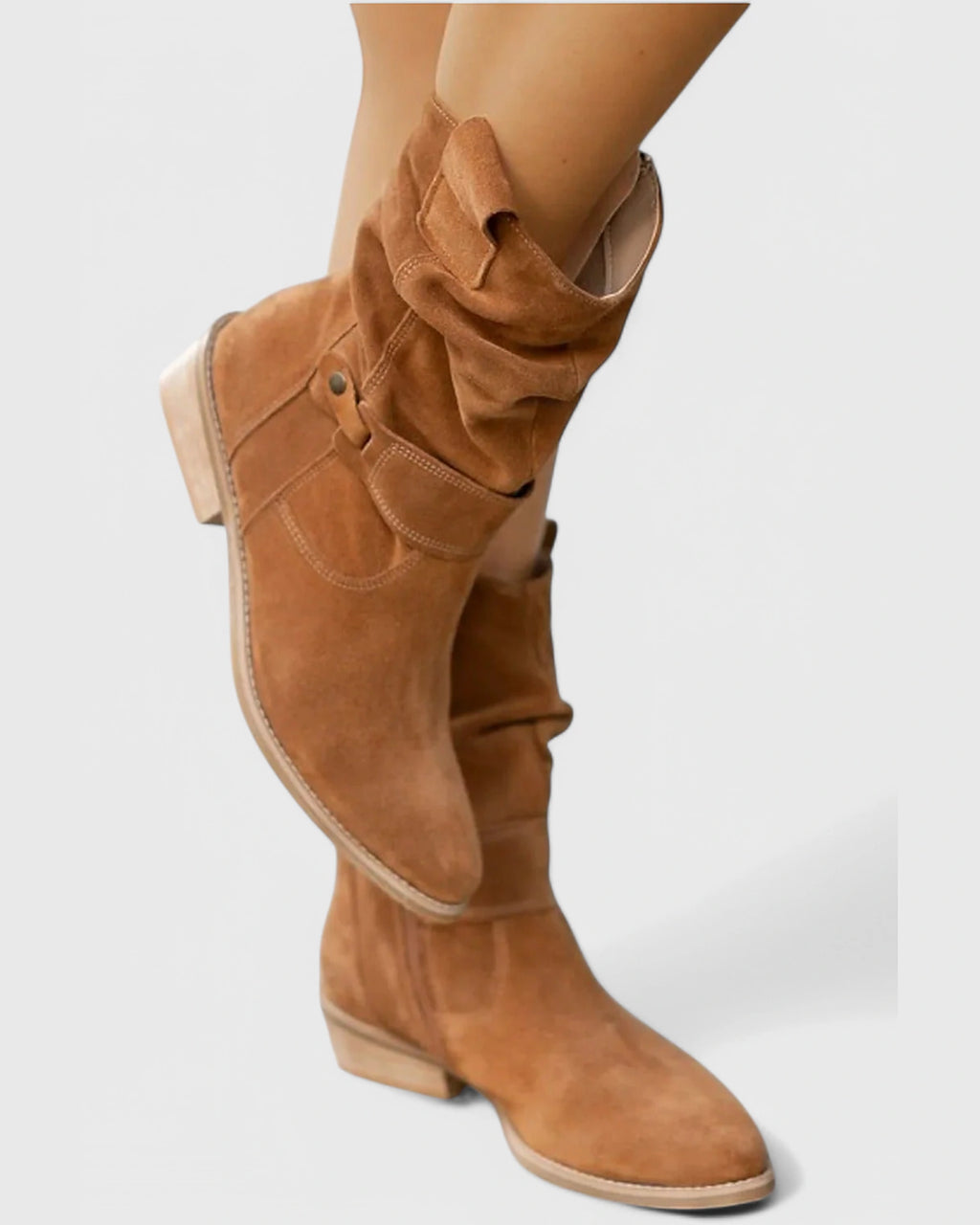 Women's Slouchy Suede Ankle Boots with Buckle Strap Detail – Darcy Mae
