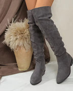 Women's Slouchy Suede Knee High Boots with Block Heel – Frankie Lou