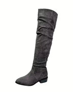 Women's Slouchy Suede Knee High Boots with Block Heel – Frankie Lou