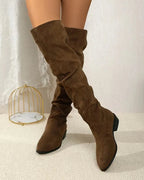 Women's Slouchy Suede Knee High Boots with Block Heel – Frankie Lou