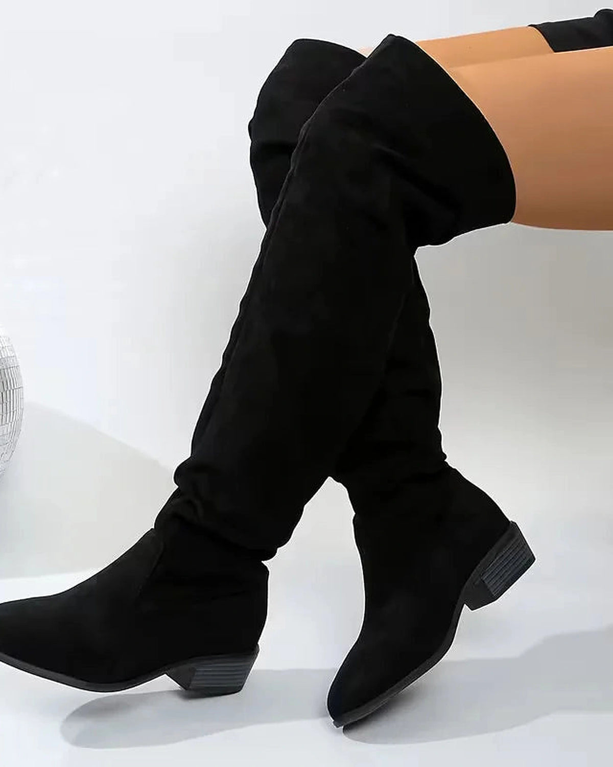 Women's Slouchy Suede Knee High Boots with Block Heel – Frankie Lou