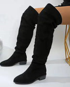 Women's Slouchy Suede Knee High Boots with Block Heel – Frankie Lou