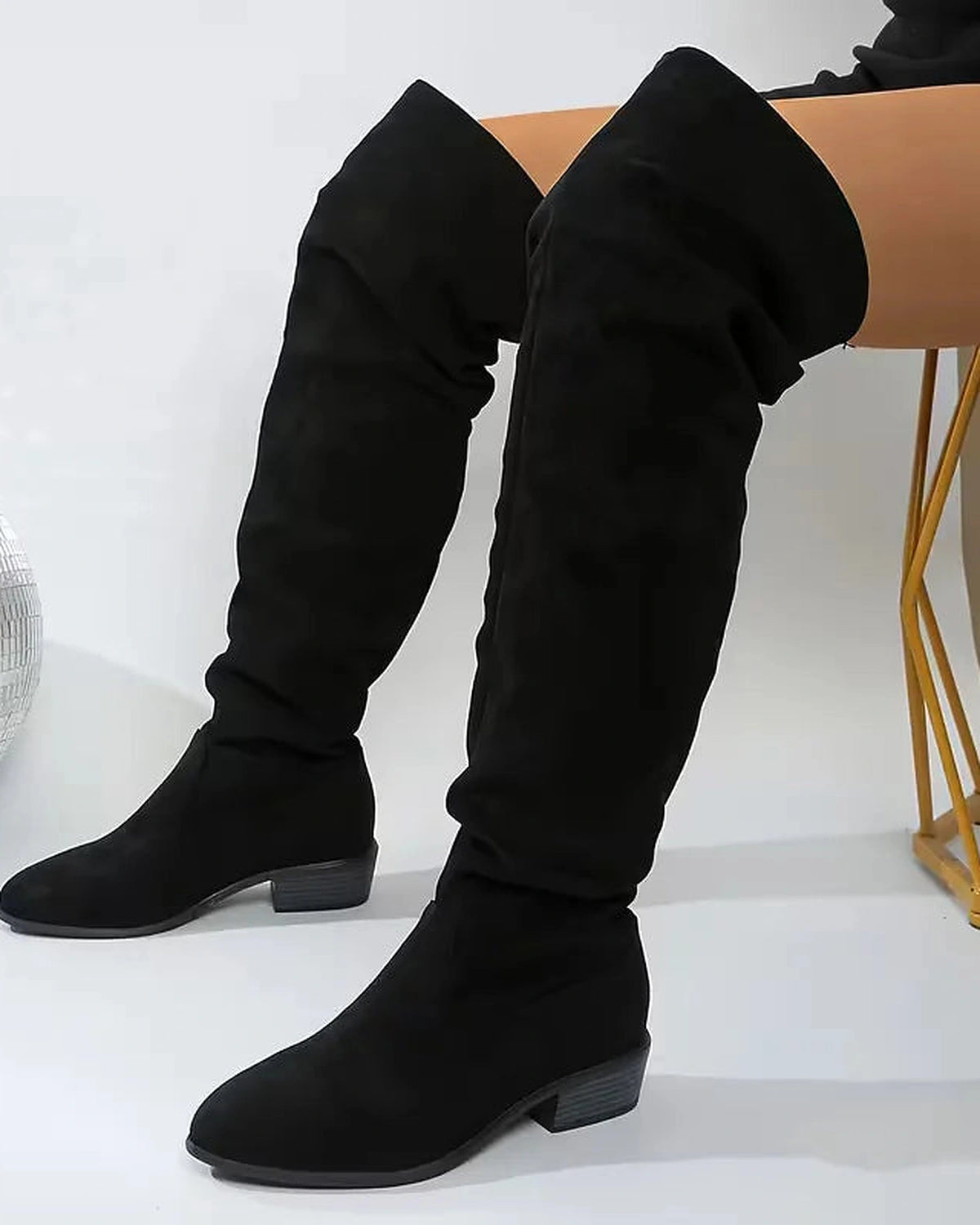 Women's Slouchy Suede Knee High Boots with Block Heel – Frankie Lou