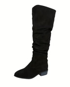 Women's Slouchy Suede Knee High Boots with Block Heel – Frankie Lou