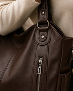 Women's Slouchy Tote Bag with Zipper and Detachable Strap, Faux Leather – Sadie Mae