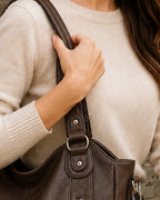 Women's Slouchy Tote Bag with Zipper and Detachable Strap, Faux Leather – Sadie Mae