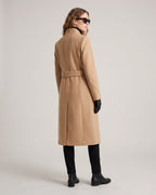 Women's Winter Coat with Stand Collar and Cuff Straps, Longline Wool-Look – Fleur Lou