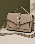 Women's Structured Crossbody Bag with Buckle Flap and Top Handle, Satchel Bag – Sadie Belle