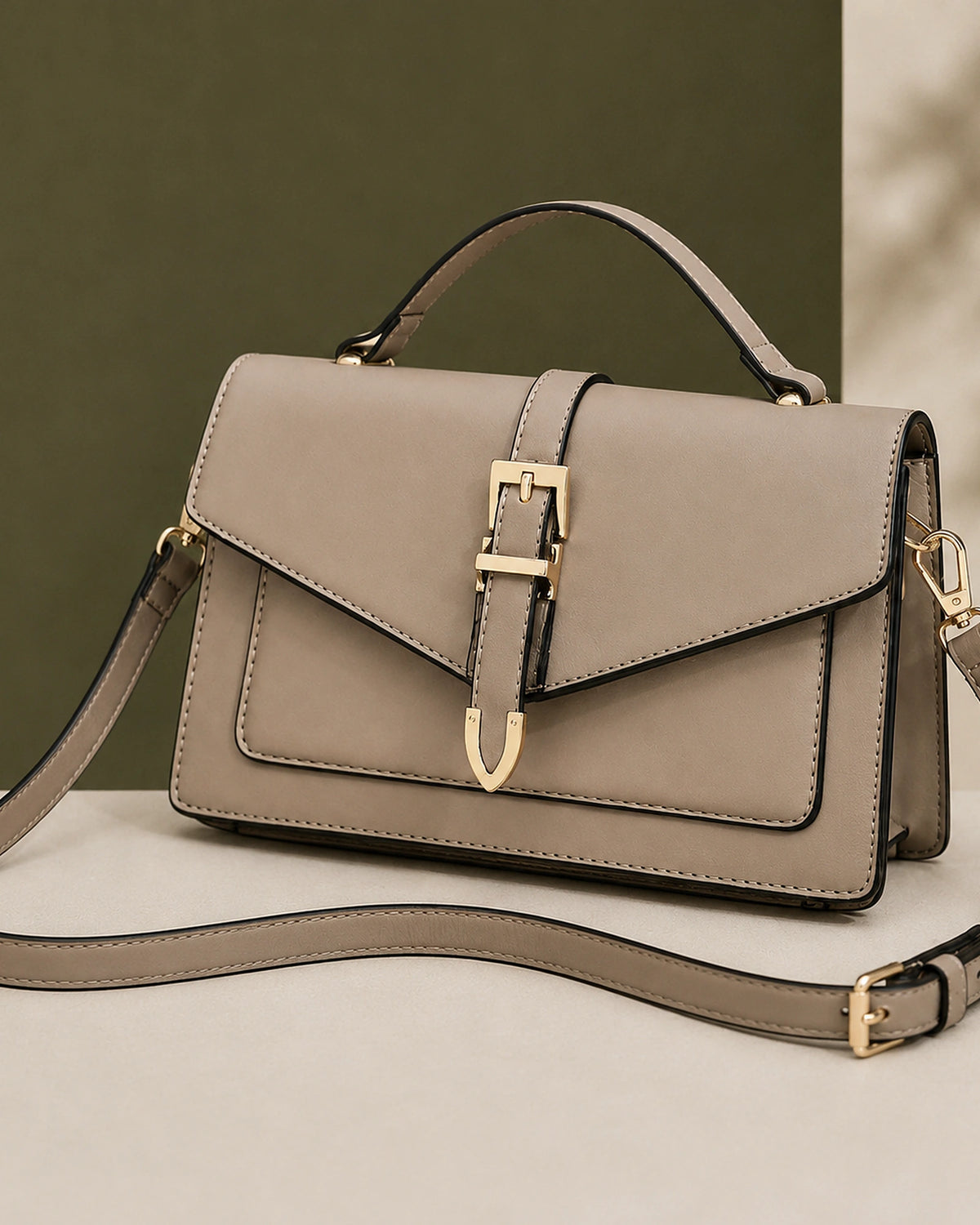 Women's Structured Crossbody Bag with Buckle Flap and Top Handle, Satchel Bag – Sadie Belle