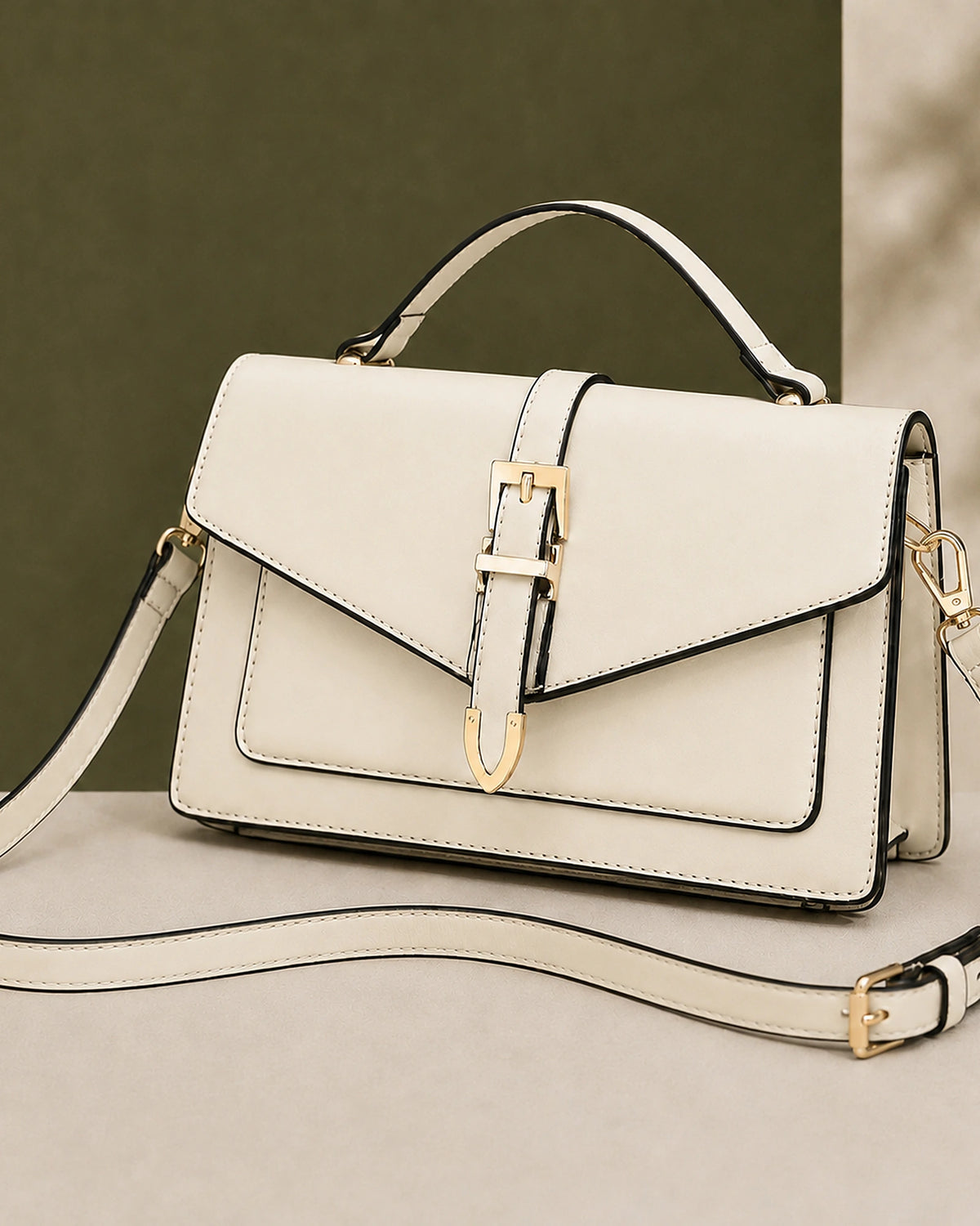 Women's Structured Crossbody Bag with Buckle Flap and Top Handle, Satchel Bag – Sadie Belle