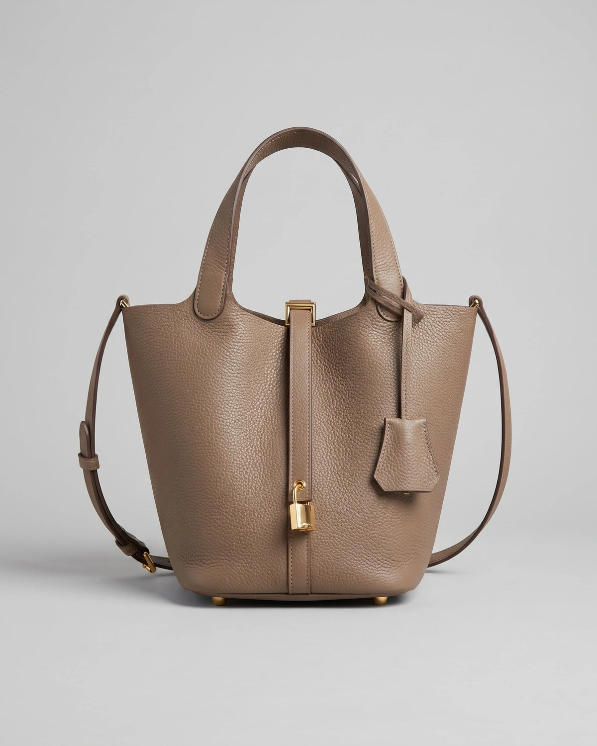 Women's Bucket Bag with Padlock Detail and Top Handles, Textured Leather-Look Shoulder Bag – Tessa Belle
