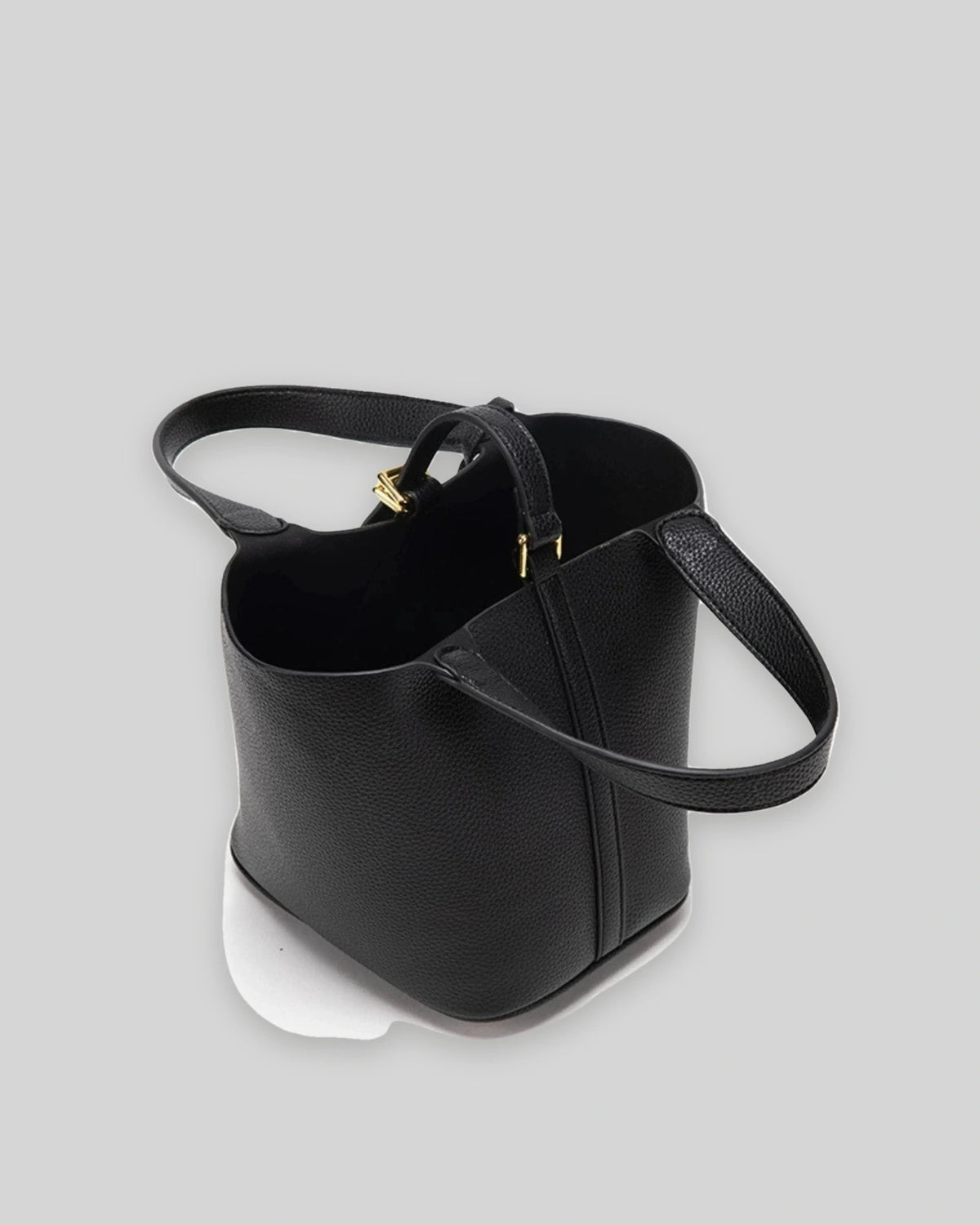 Women's Bucket Bag with Padlock Detail and Top Handles, Textured Leather-Look Shoulder Bag – Tessa Belle