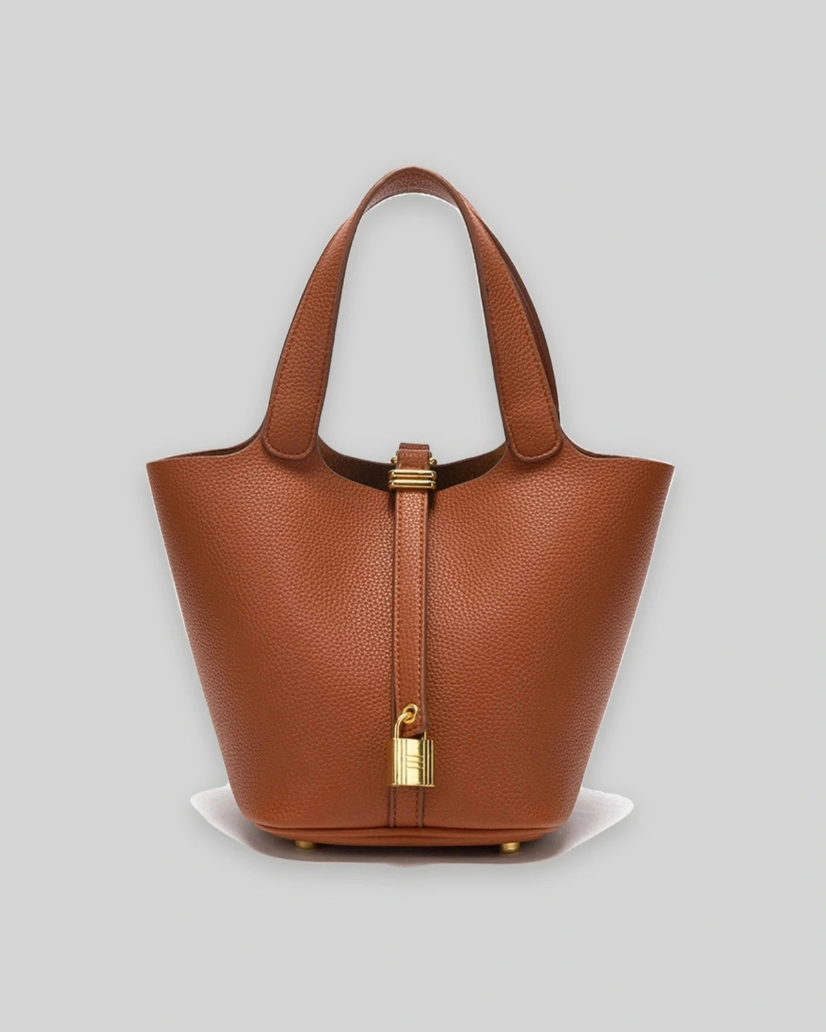 Women's Bucket Bag with Padlock Detail and Top Handles, Textured Leather-Look Shoulder Bag – Tessa Belle