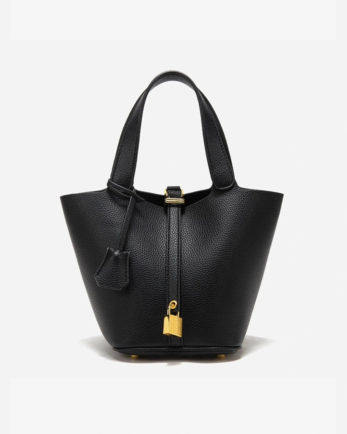 Women's Bucket Bag with Padlock Detail and Top Handles, Textured Leather-Look Shoulder Bag – Tessa Belle