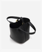 Women's Bucket Bag with Padlock Detail and Top Handles, Textured Leather-Look Shoulder Bag – Tessa Belle