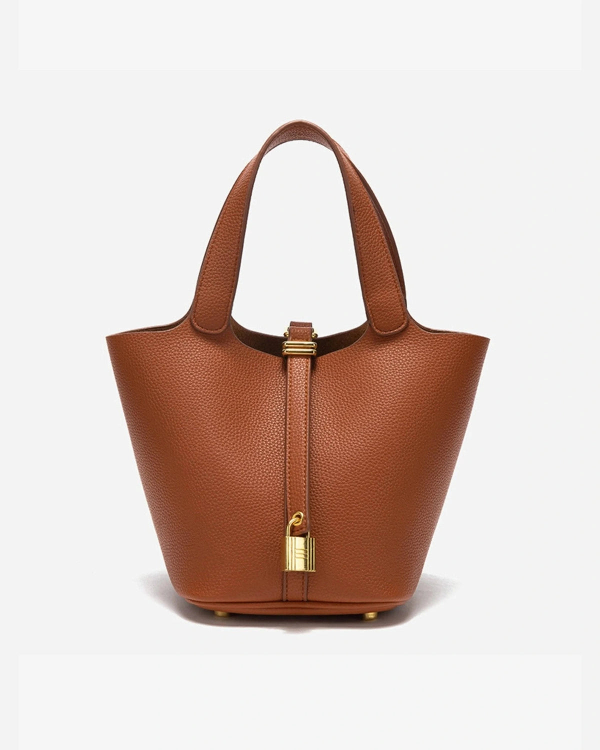 Women's Bucket Bag with Padlock Detail and Top Handles, Textured Leather-Look Shoulder Bag – Tessa Belle