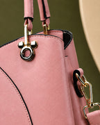 Women's Top-Handle Cherry Handbag with Charm, Structured Curved Panels – Sadie Grey