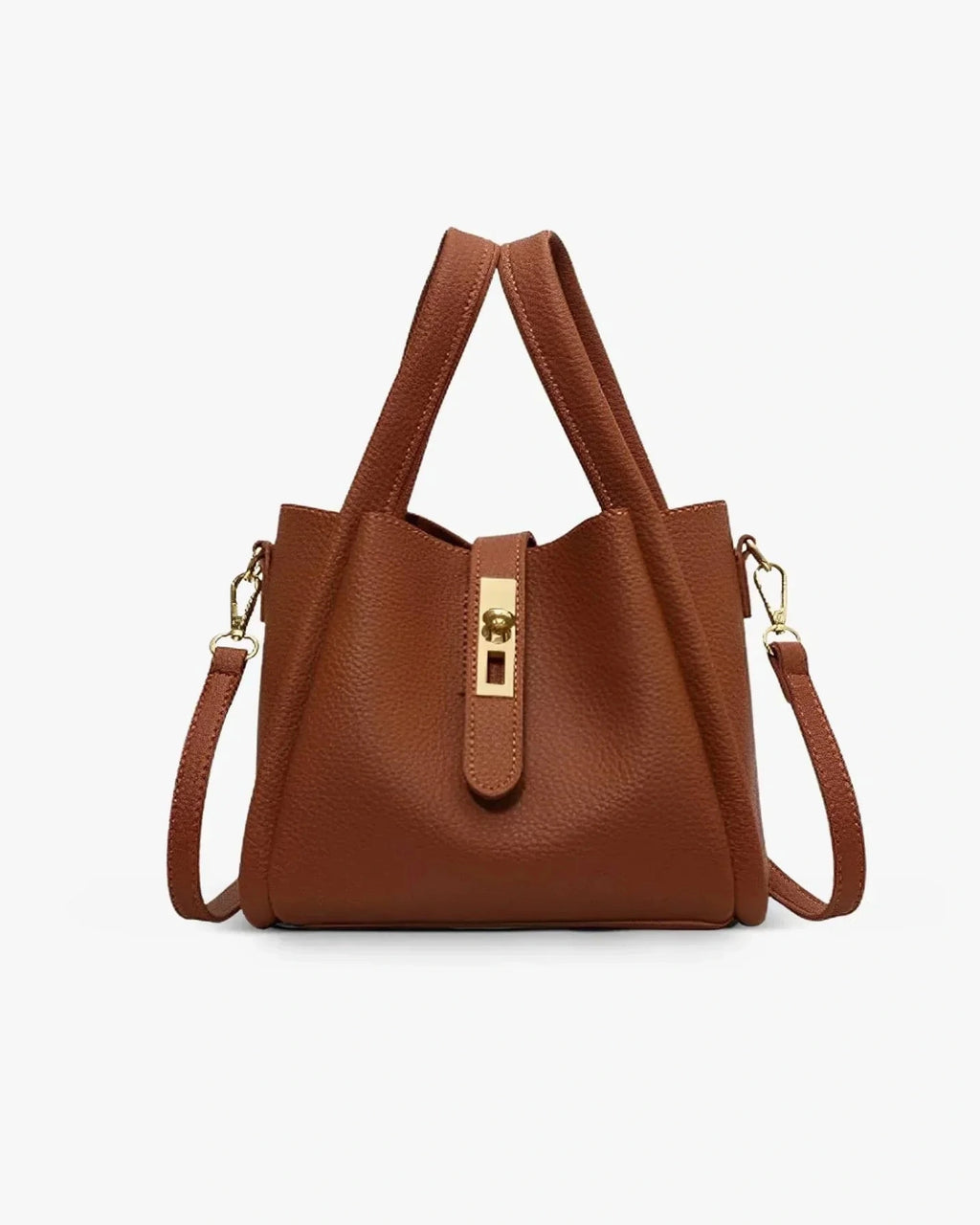 Women's Faux Leather Tote Bag Handbag with Crossbody Strap and Twist Lock Clasp – Corinne