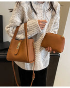 Women's Faux Leather Tote Bag Handbag with Crossbody Strap and Twist Lock Clasp – Corinne