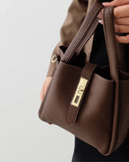 Women's Faux Leather Tote Bag Handbag with Crossbody Strap and Twist Lock Clasp – Corinne