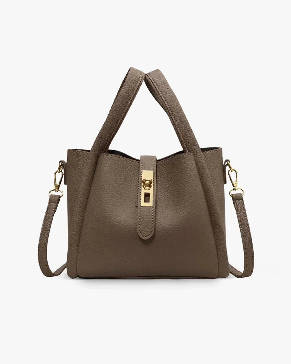 Women's Faux Leather Tote Bag Handbag with Crossbody Strap and Twist Lock Clasp – Corinne