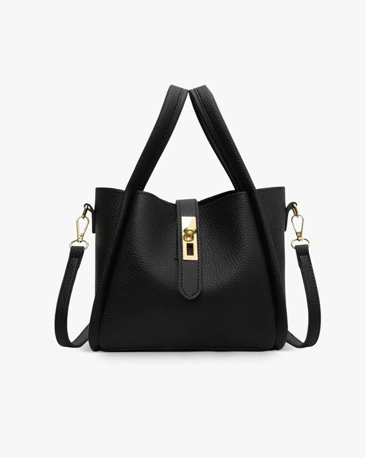 Women's Faux Leather Tote Bag Handbag with Crossbody Strap and Twist Lock Clasp – Corinne