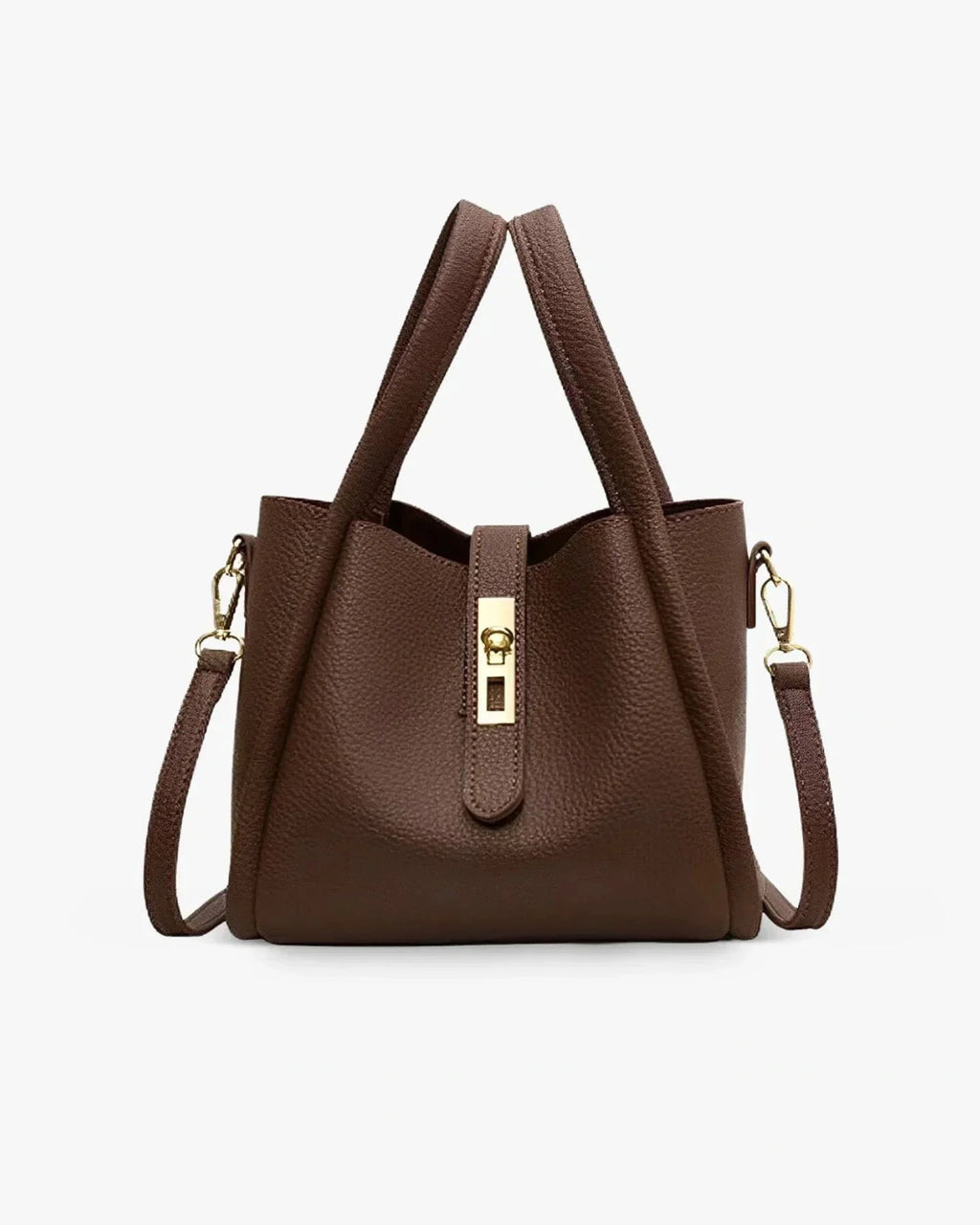 Women's Faux Leather Tote Bag Handbag with Crossbody Strap and Twist Lock Clasp – Corinne