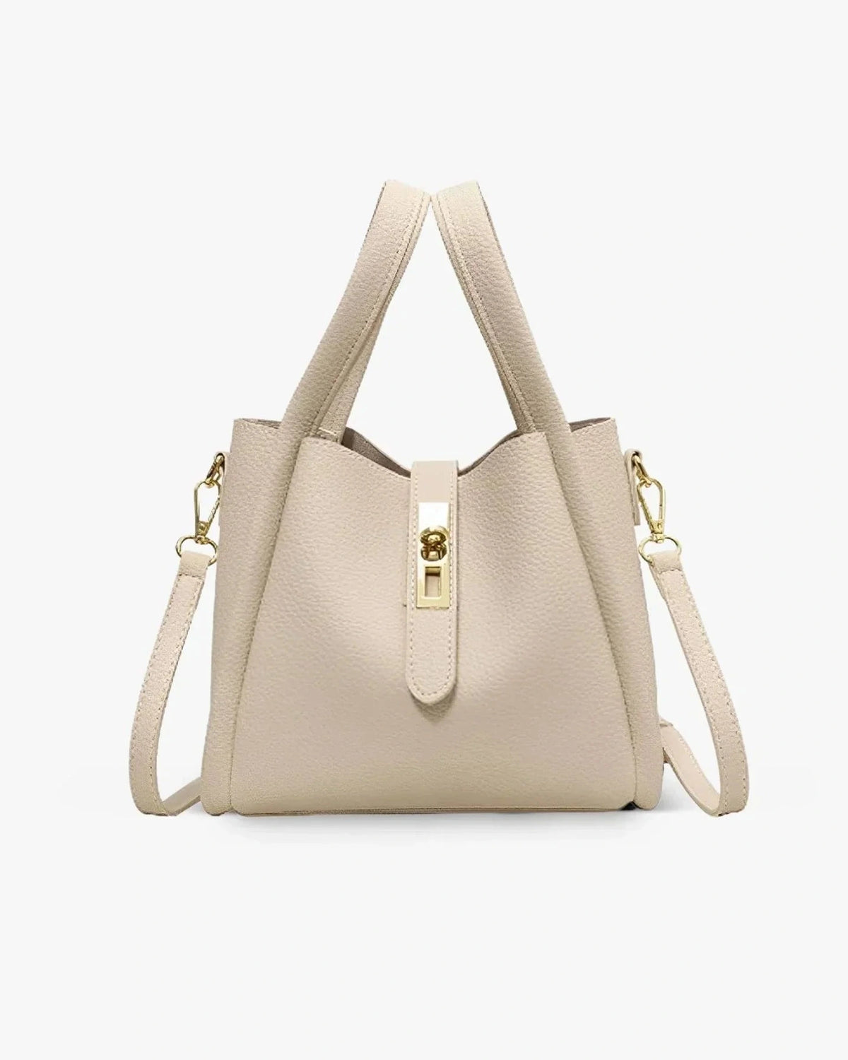 Women's Faux Leather Tote Bag Handbag with Crossbody Strap and Twist Lock Clasp – Corinne