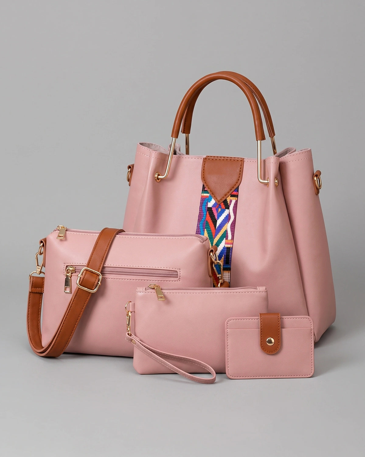 Women's Tote Bag Handbag with Woven Geometric Strap Detail, Structured Shape – Tessa Rose