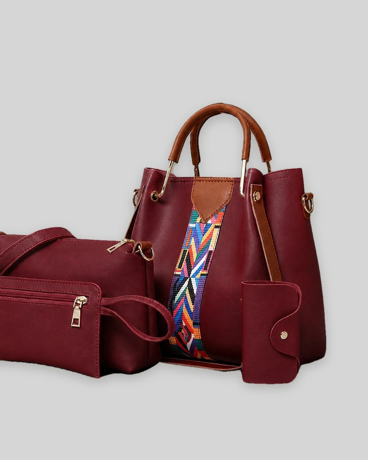 Women's Tote Bag Handbag with Woven Geometric Strap Detail, Structured Shape – Tessa Rose