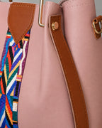 Women's Tote Bag Handbag with Woven Geometric Strap Detail, Structured Shape – Tessa Rose