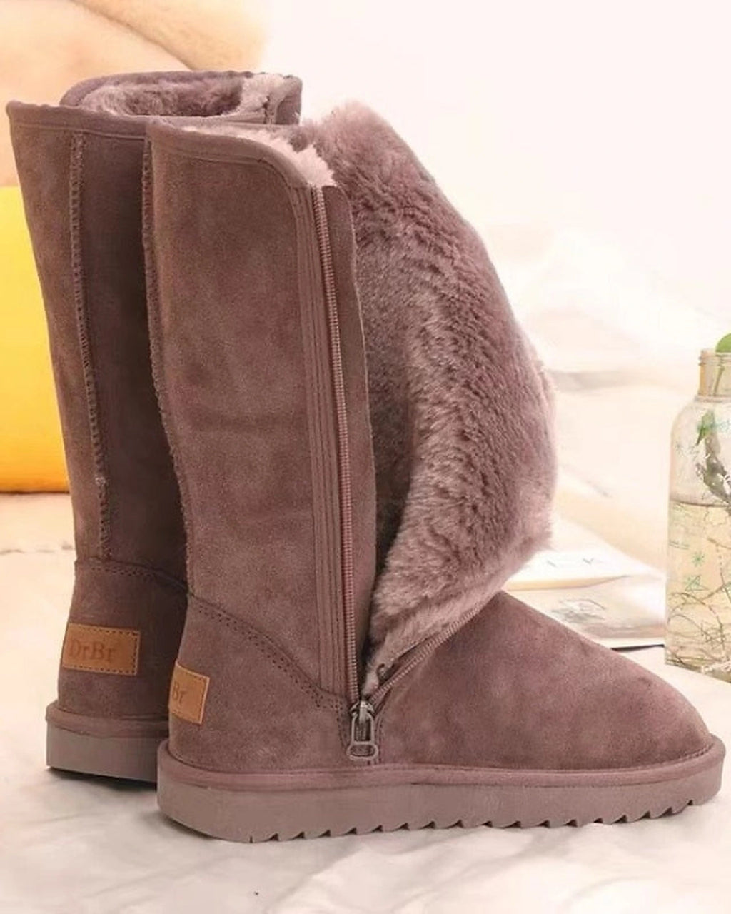 Women's Suede Mid-Calf Winter Boots with Faux Fur Lining – Ella Mae