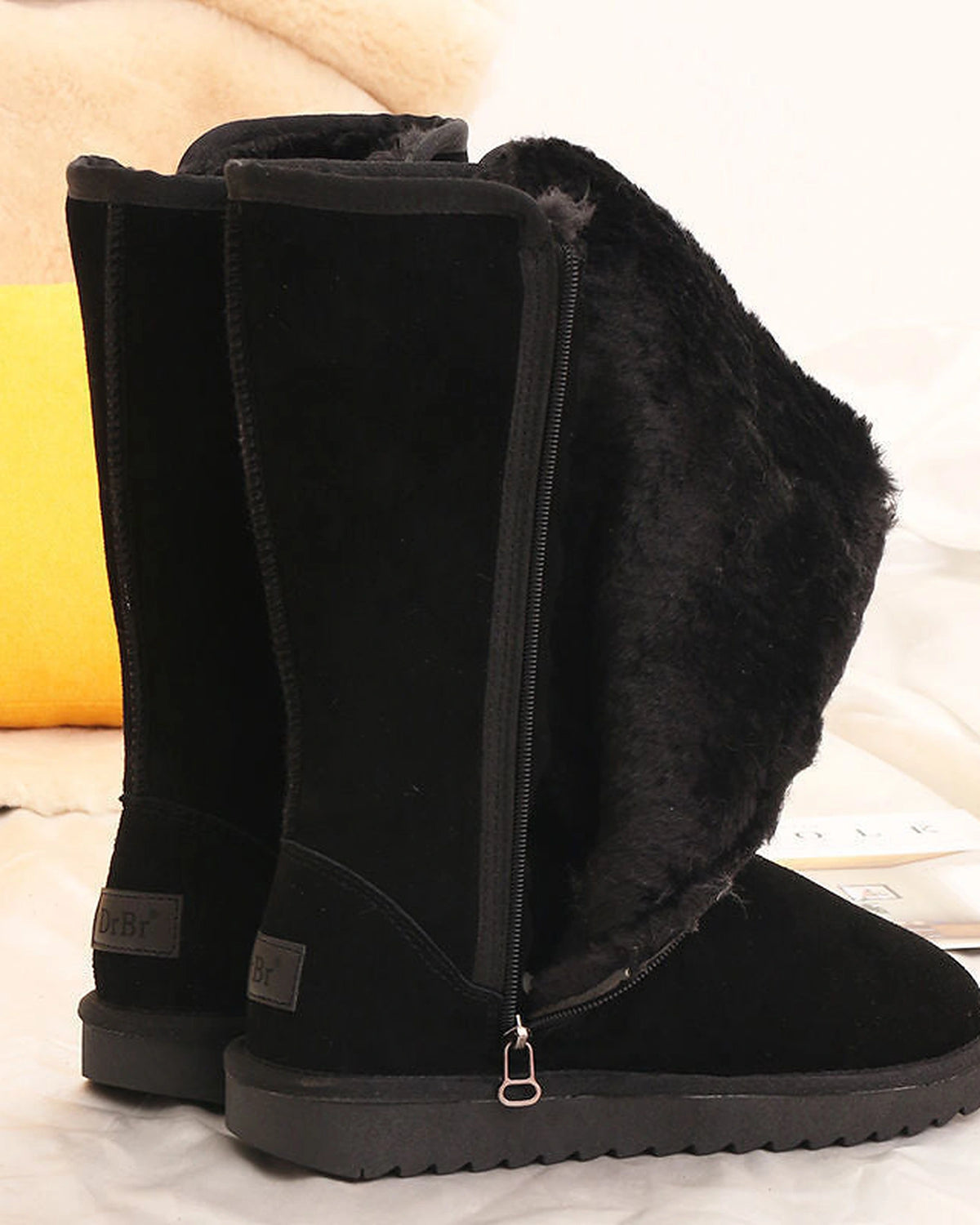 Women's Suede Mid-Calf Winter Boots with Faux Fur Lining – Ella Mae