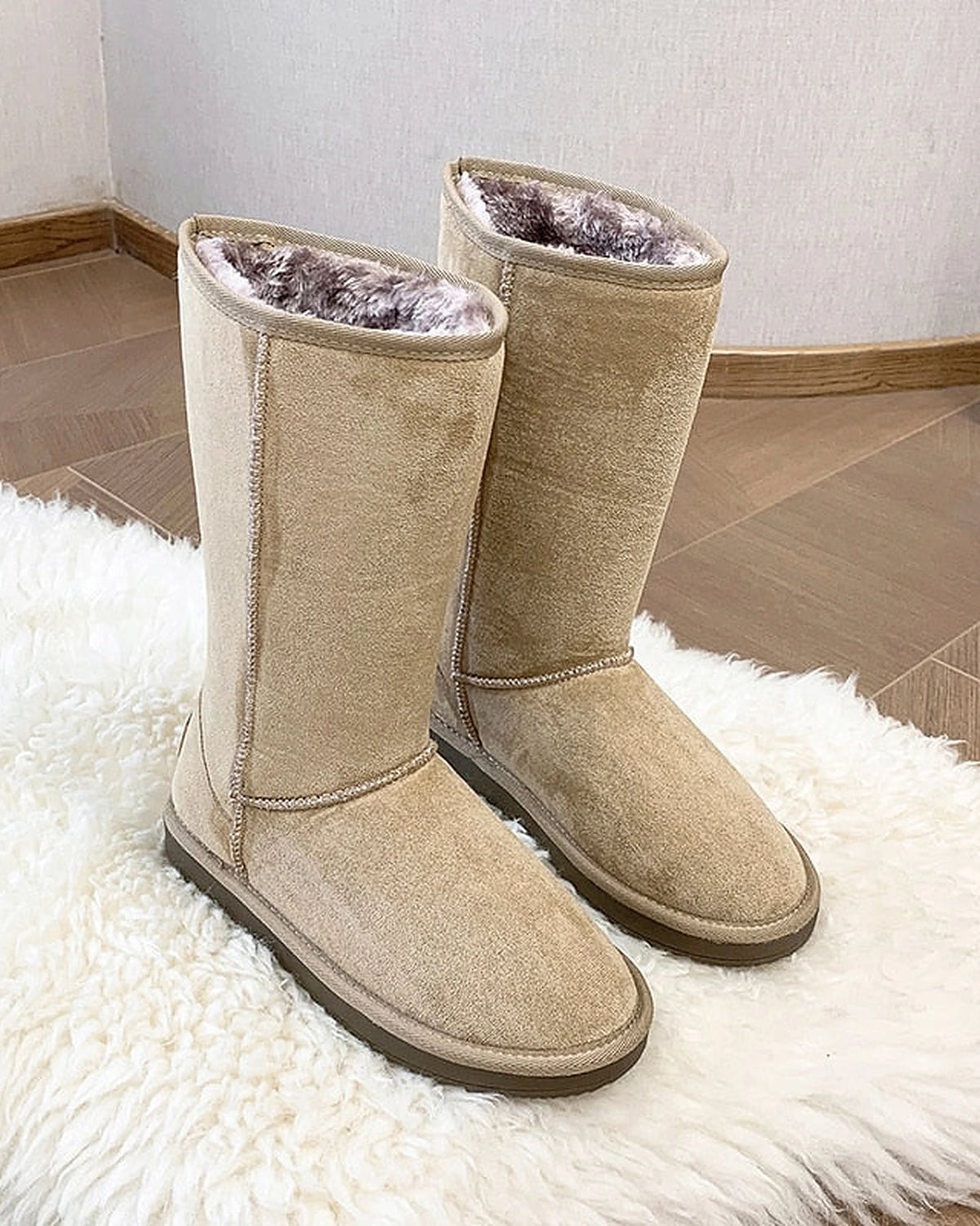 Women's Suede Mid-Calf Winter Boots with Faux Fur Lining – Ella Mae