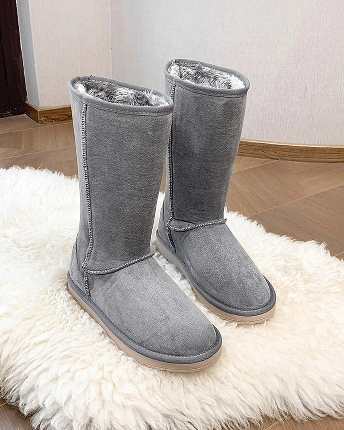 Women's Suede Mid-Calf Winter Boots with Faux Fur Lining – Ella Mae