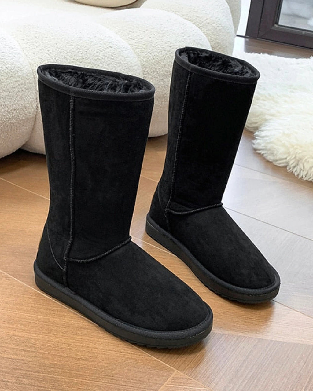 Women's Suede Mid-Calf Winter Boots with Faux Fur Lining – Ella Mae