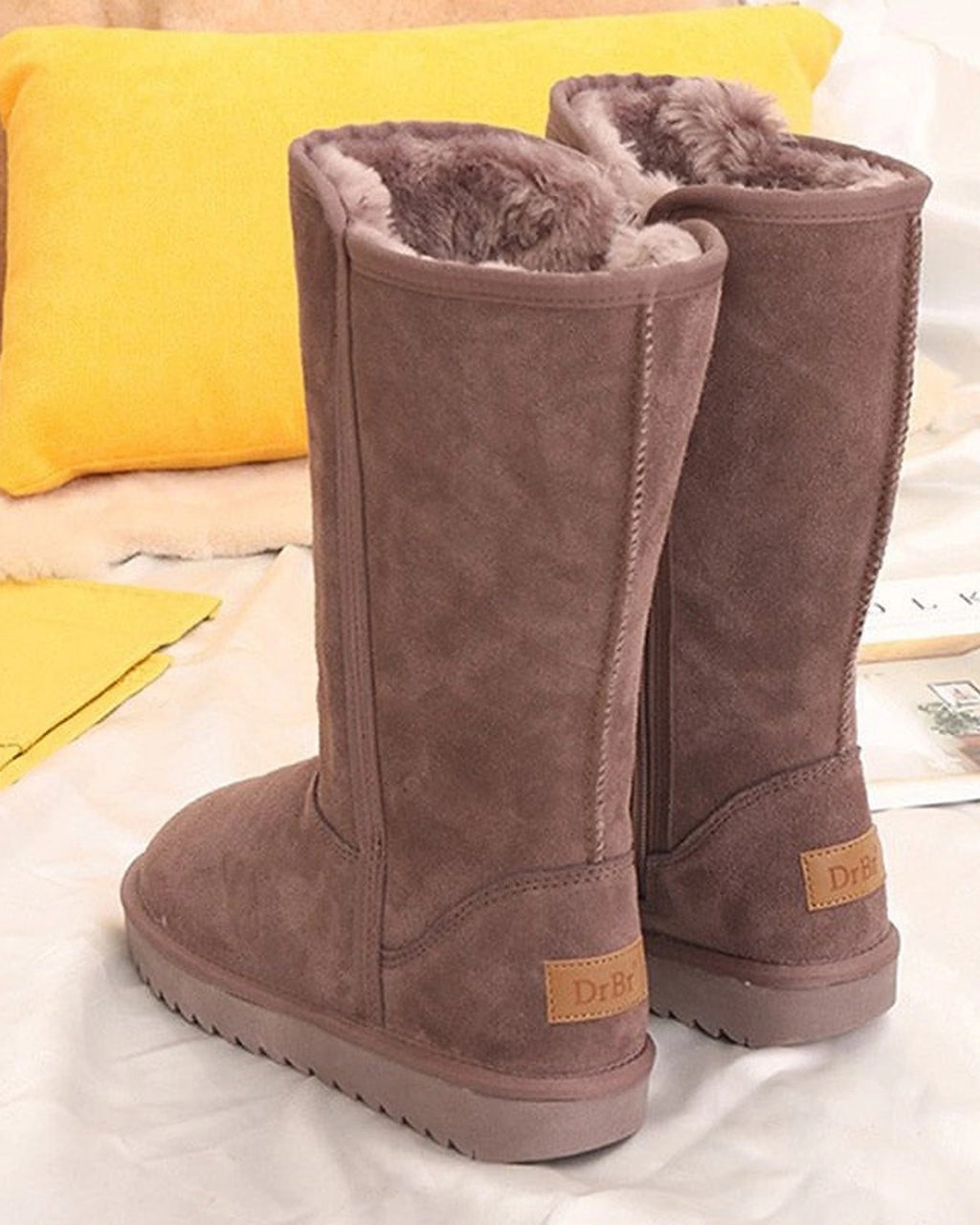 Women's Suede Mid-Calf Winter Boots with Faux Fur Lining – Ella Mae