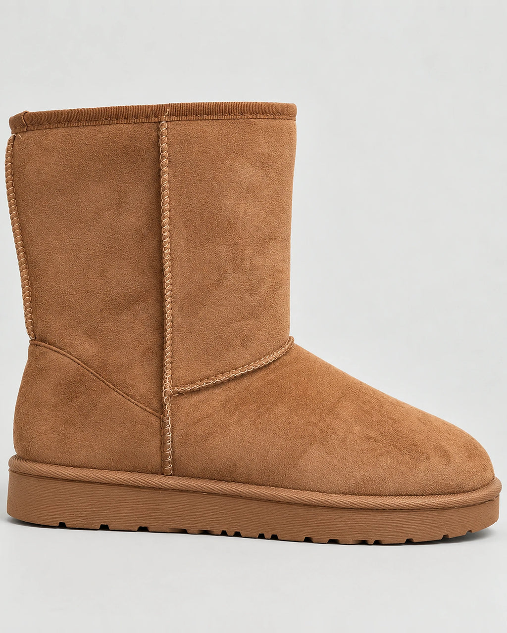 Women's Winter Boots in Suede-Look Mid-Calf Style with Stitched Seam Detail – Ursula