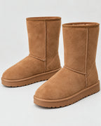Women's Winter Boots in Suede-Look Mid-Calf Style with Stitched Seam Detail – Ursula