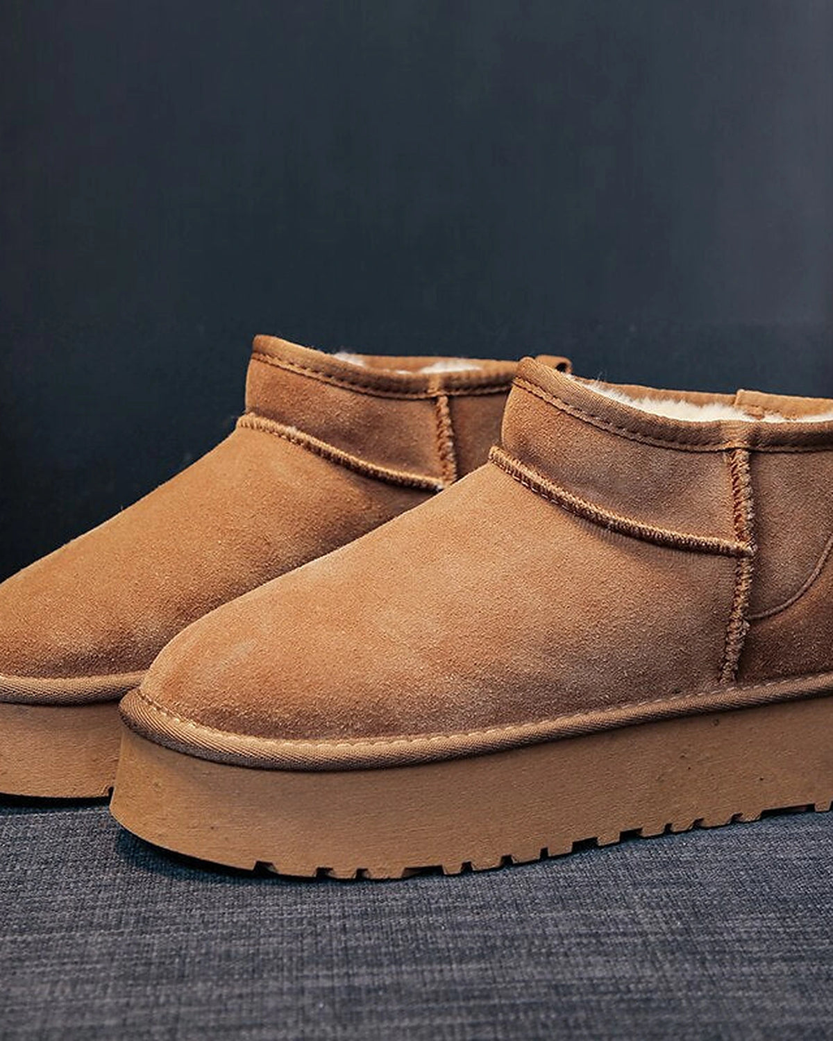 Women's Suede Platform Ankle Boots with Fur Lined Collar – Jessa Belle