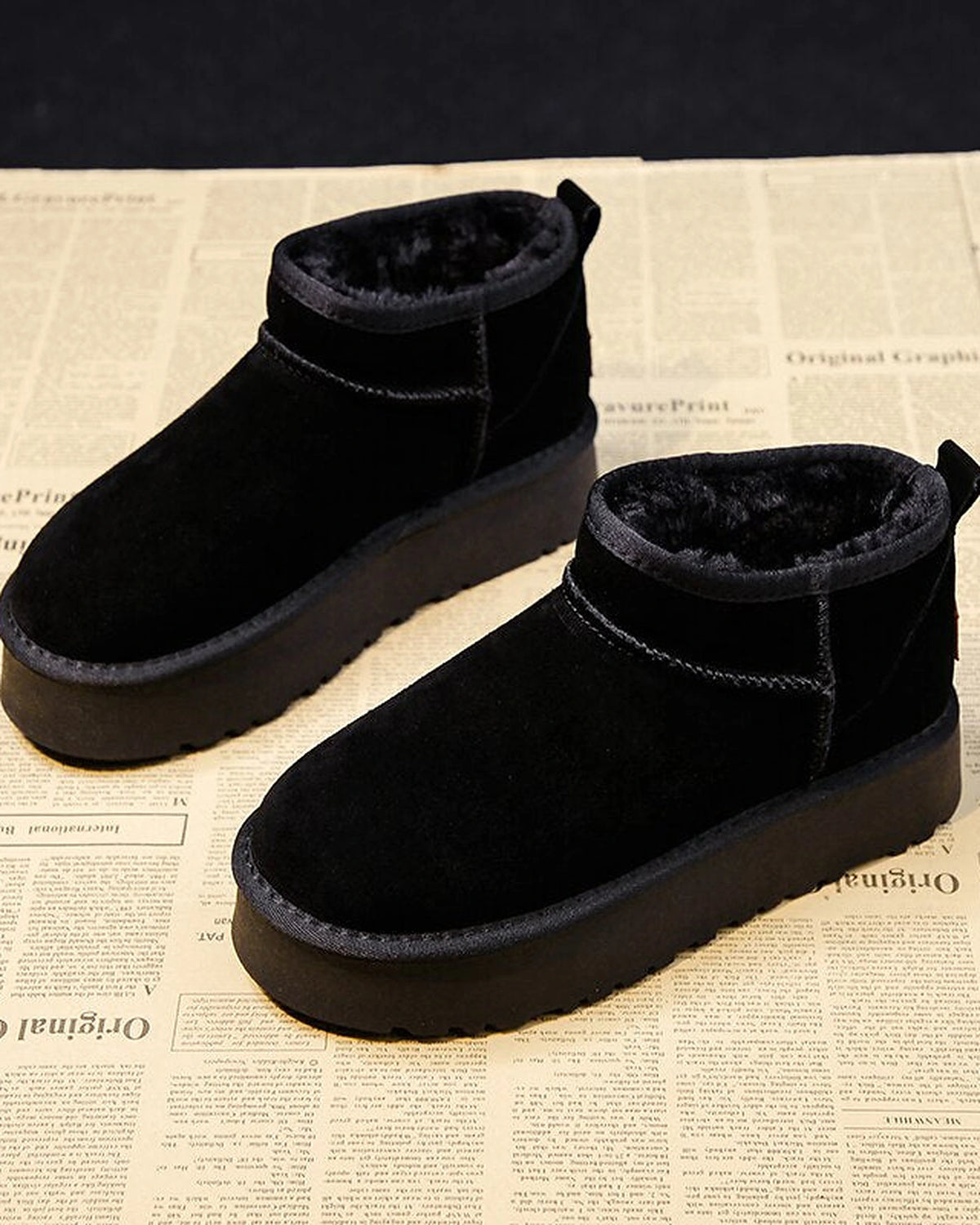 Women's Suede Platform Ankle Boots with Fur Lined Collar – Jessa Belle