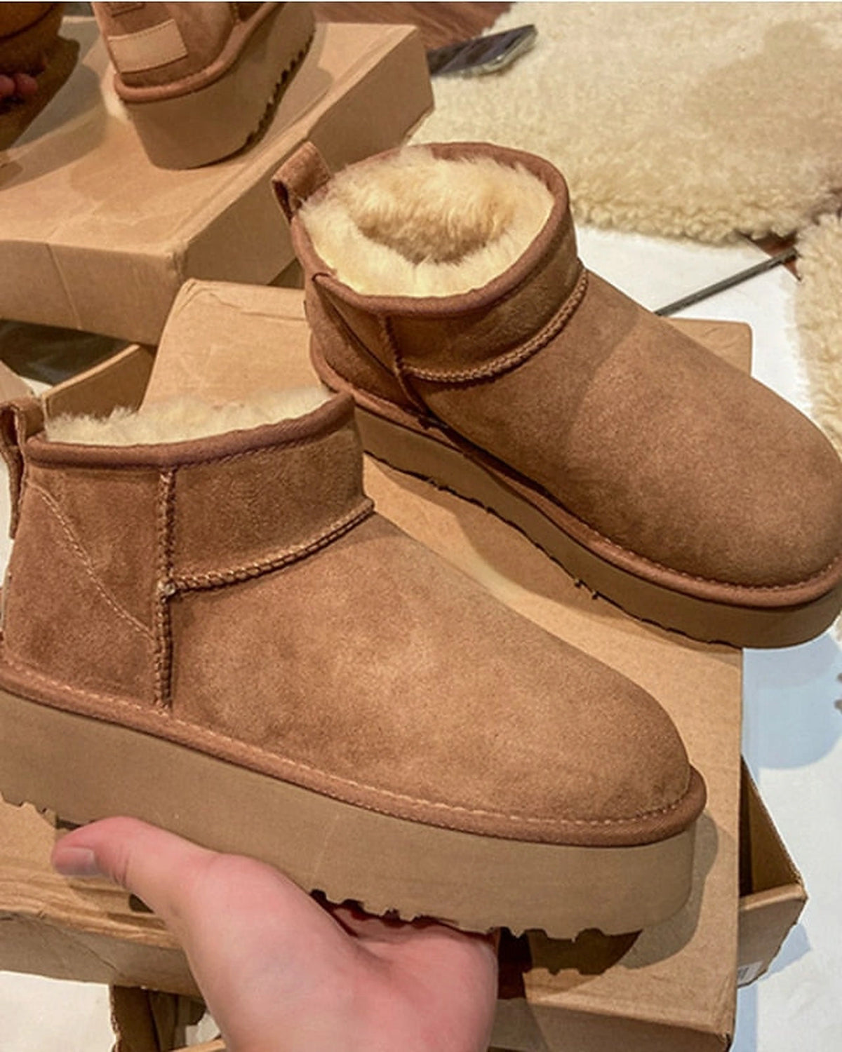 Women's Suede Platform Ankle Boots with Fur Lined Collar – Jessa Belle