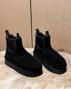 Women's Suede Platform Ankle Boots with Fur Lined Collar – Jessa Belle