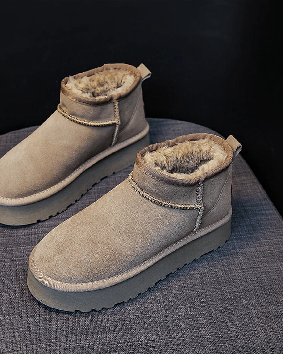 Women's Suede Platform Ankle Boots with Fur Lined Collar – Jessa Belle