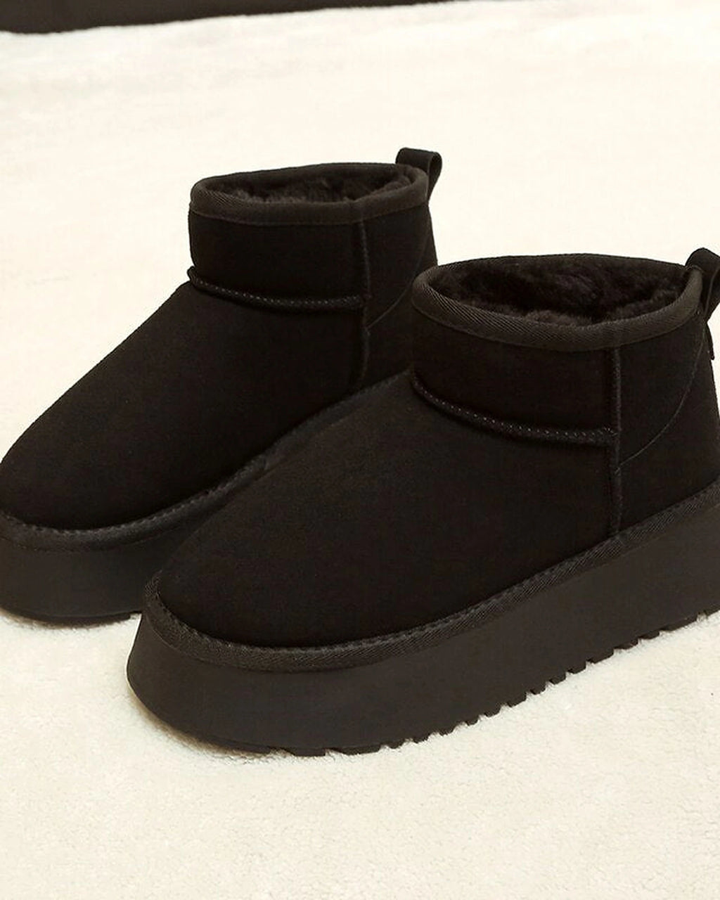 Women's Suede Platform Ankle Boots with Fur Lined Collar – Jessa Belle