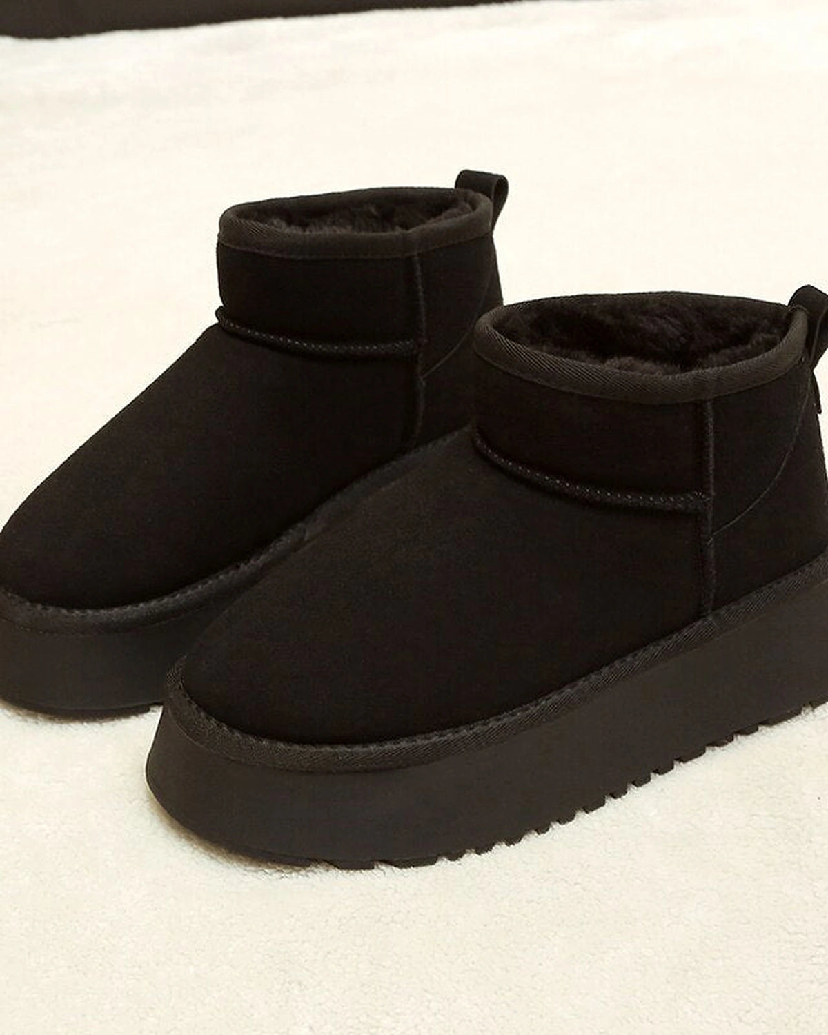 Women's Suede Platform Ankle Boots with Fur Lined Collar – Jessa Belle