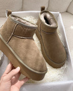 Women's Suede Platform Ankle Boots with Fur Lined Collar – Jessa Belle